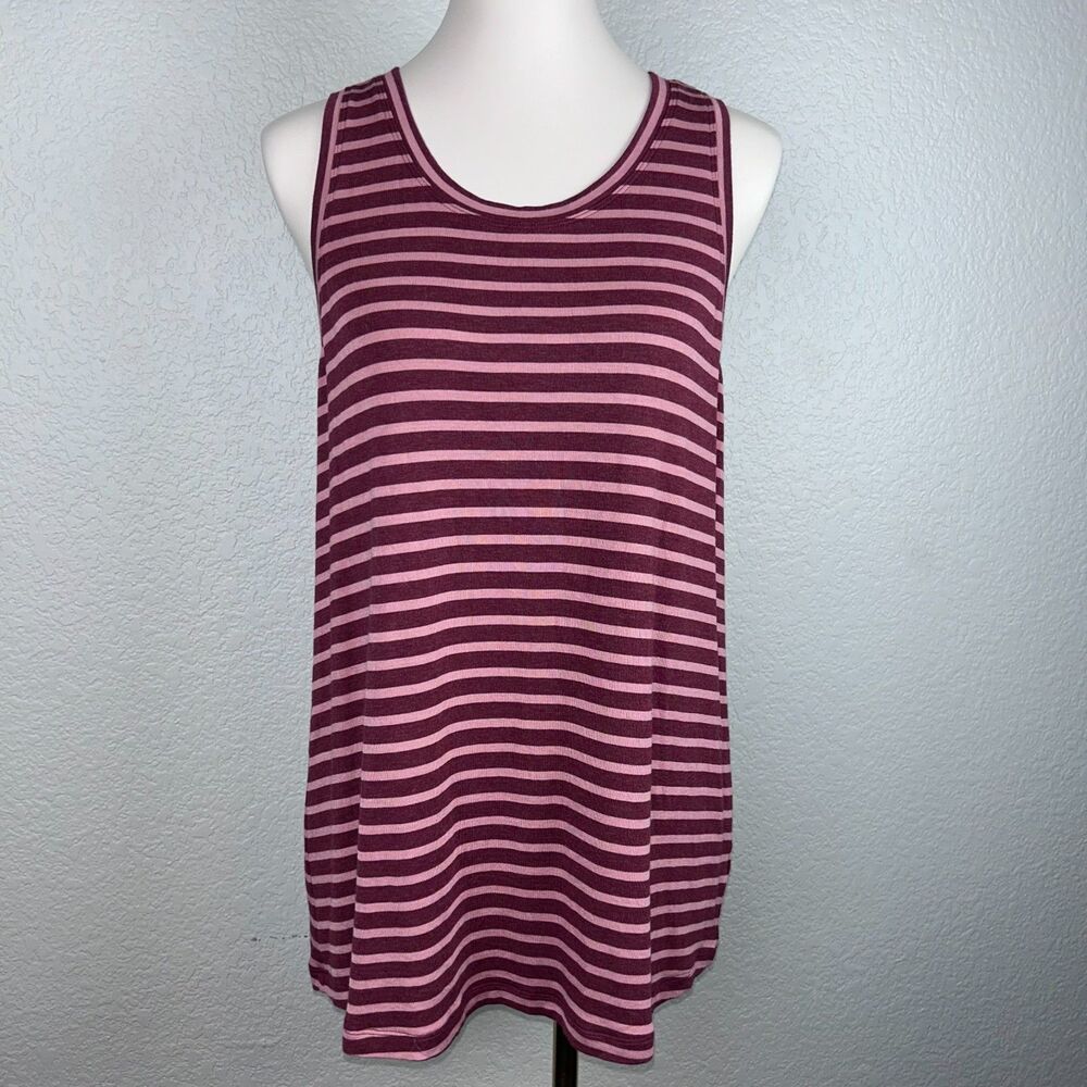Cabi Women's Sleeveless Casual Tank Top Burgundy Pink Striped Size M Style 8016
